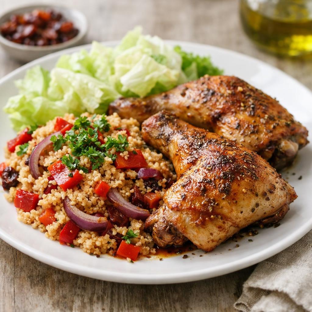 Pečené kuřecí stehno s kuskusem