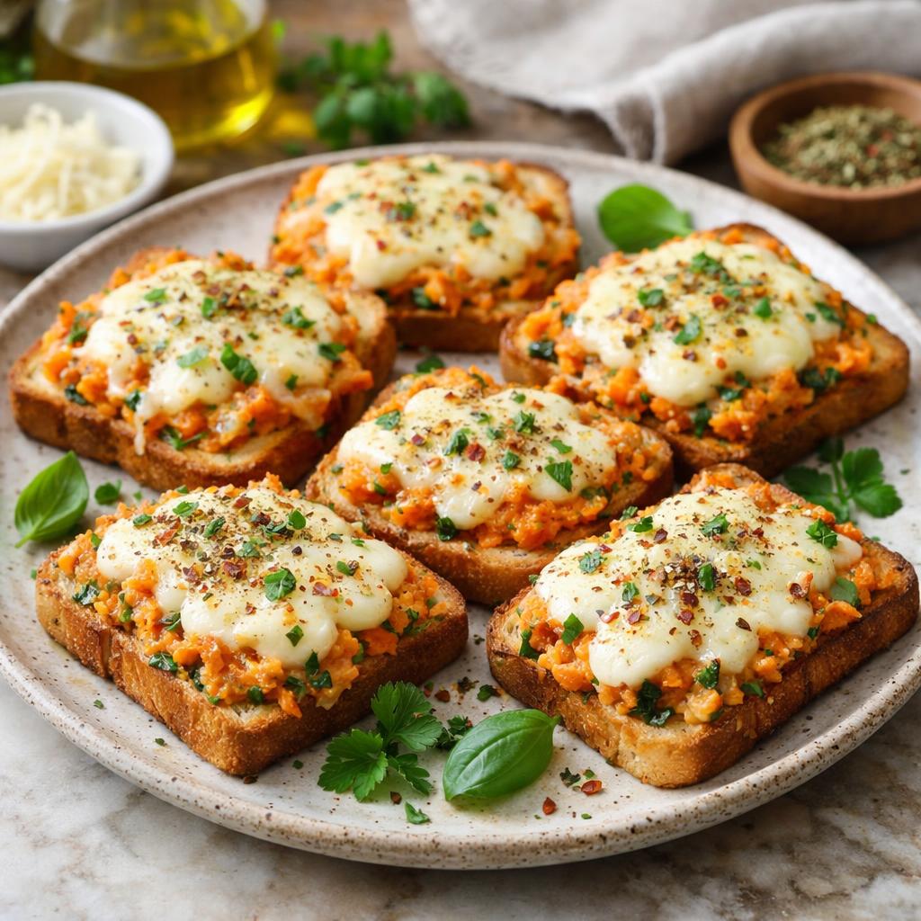 Zapečené mrkvové toasty s mozzarellou