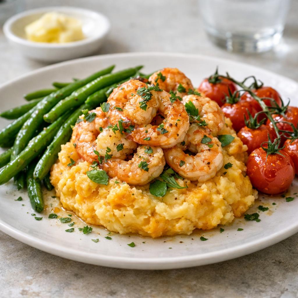 Krevety s bramborovo-batátovou kaší