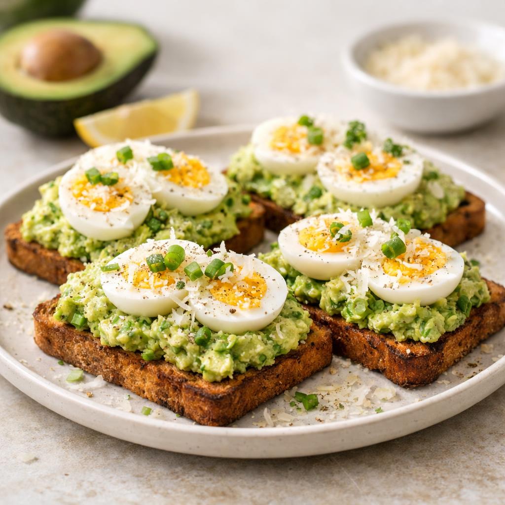 Avokádová nátierka s vajíčkom na zapekanom proteínovom toaste
