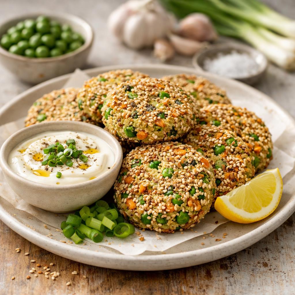 Hráškovo-mrkvové placky v sezame