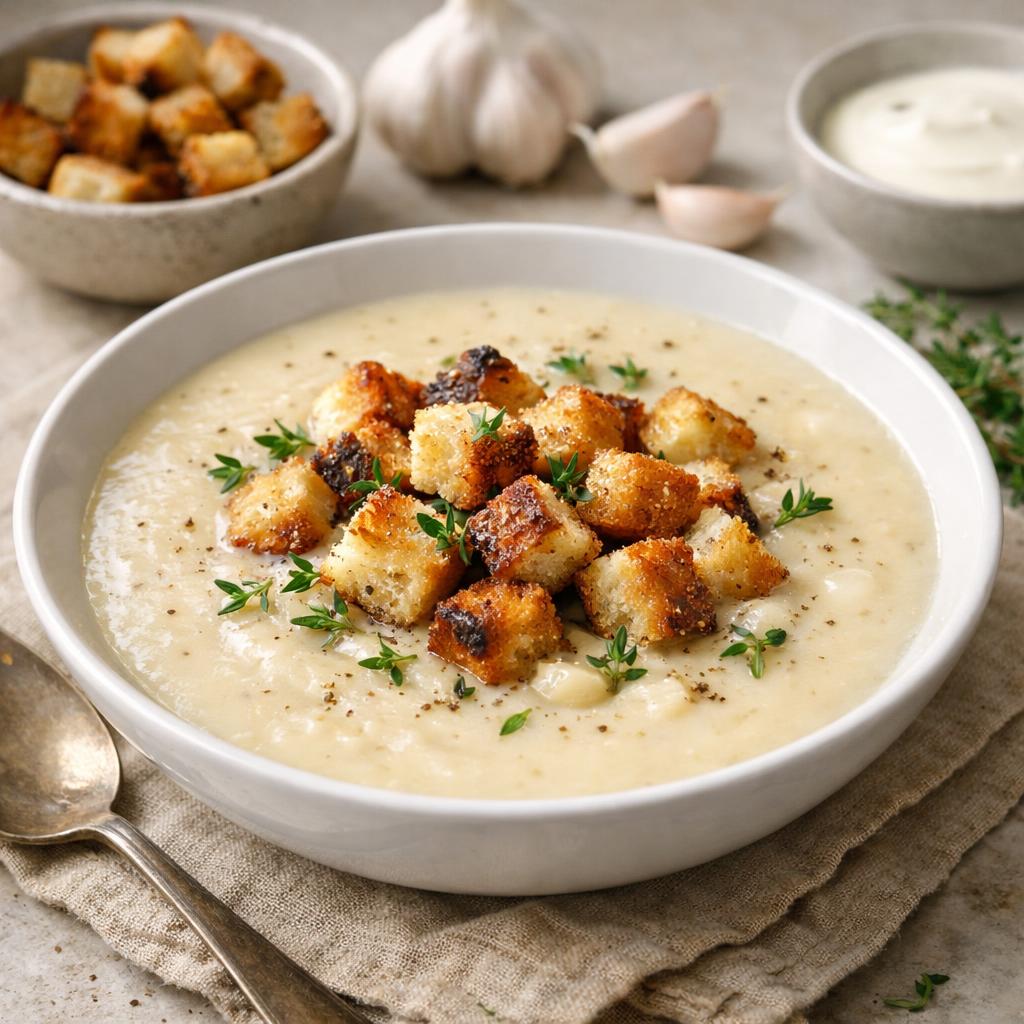 Krémová česneková polévka