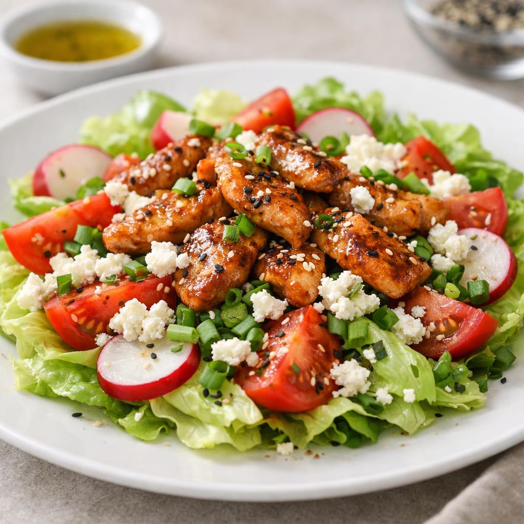 Šalát s marinovaným mäskom a bryndzou