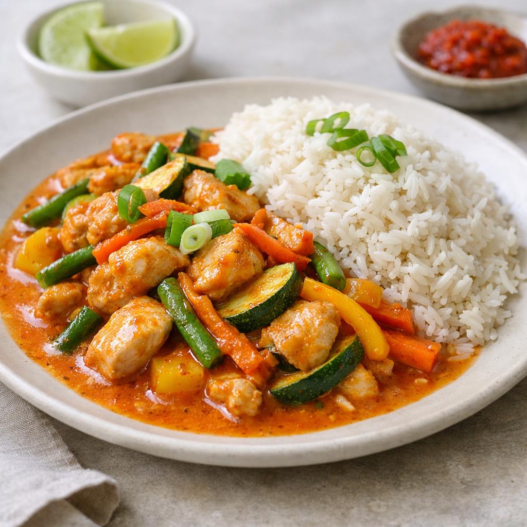 Červené kari s rýží