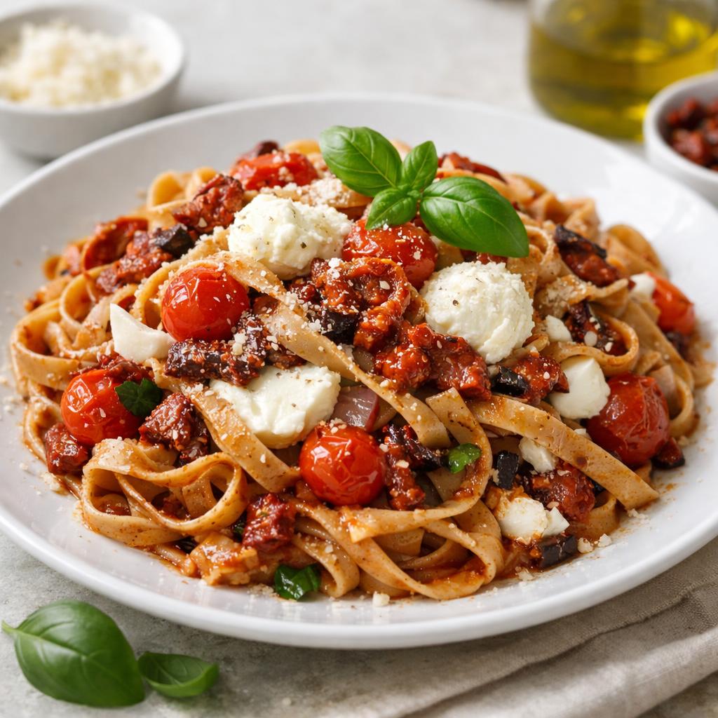 Tagliatelle s omáčkou z pečených a sušených rajčat