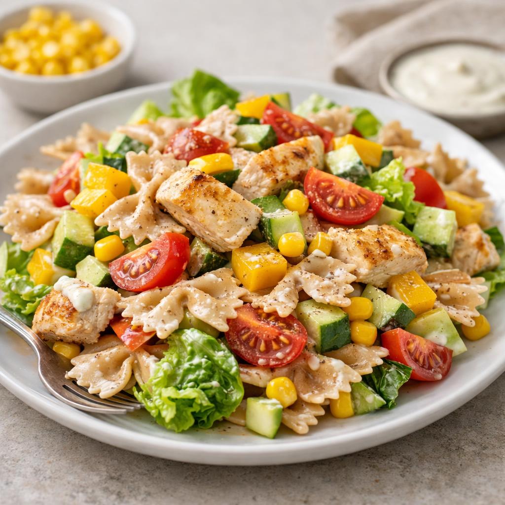 TĚSTOVINOVÝ SALÁT S KUŘECÍM MASEM