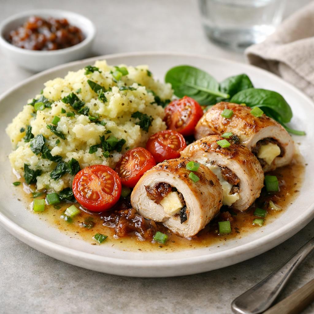 KUŘECÍ ZÁVITKY SE ŠŤOUCHANÝMI BRAMBORAMI